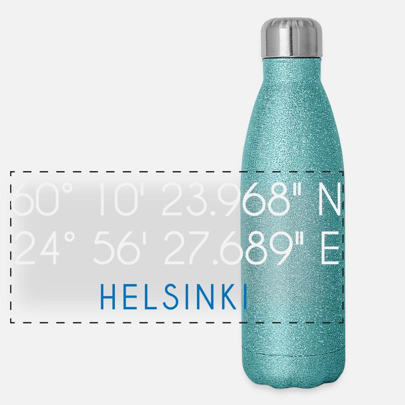 Coordonnées Helsinki Finlande Gourde isotherme panoramique pailletée 500 ml