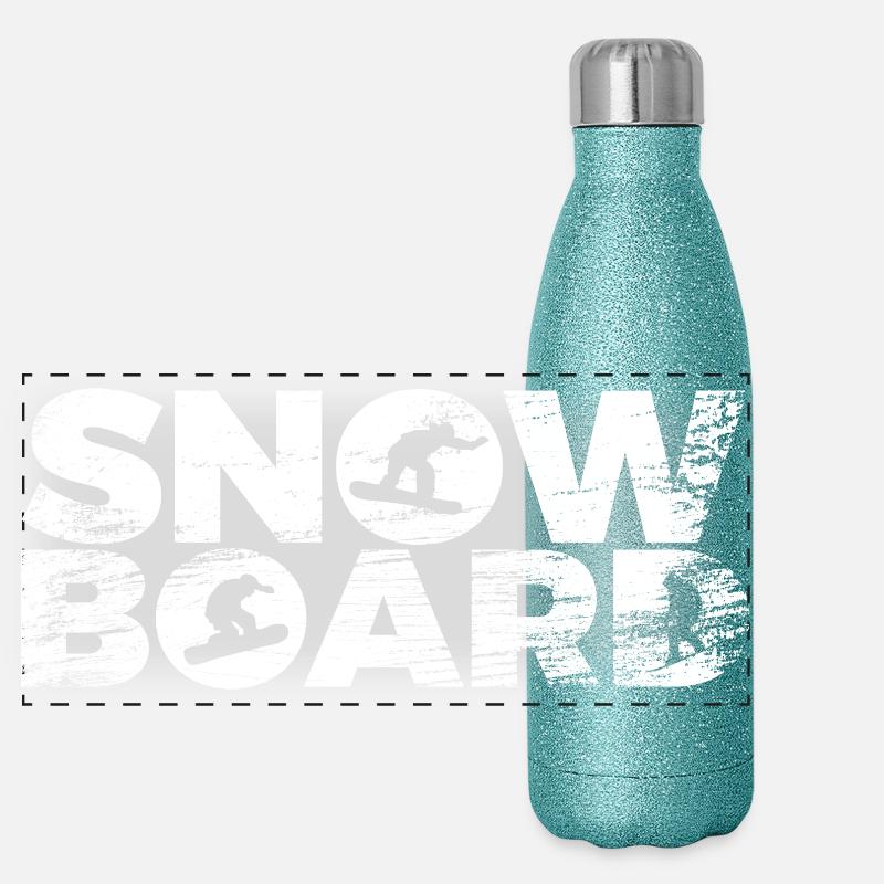 Snowboarding Panorama Glitzer Isolierflasche 500 ml