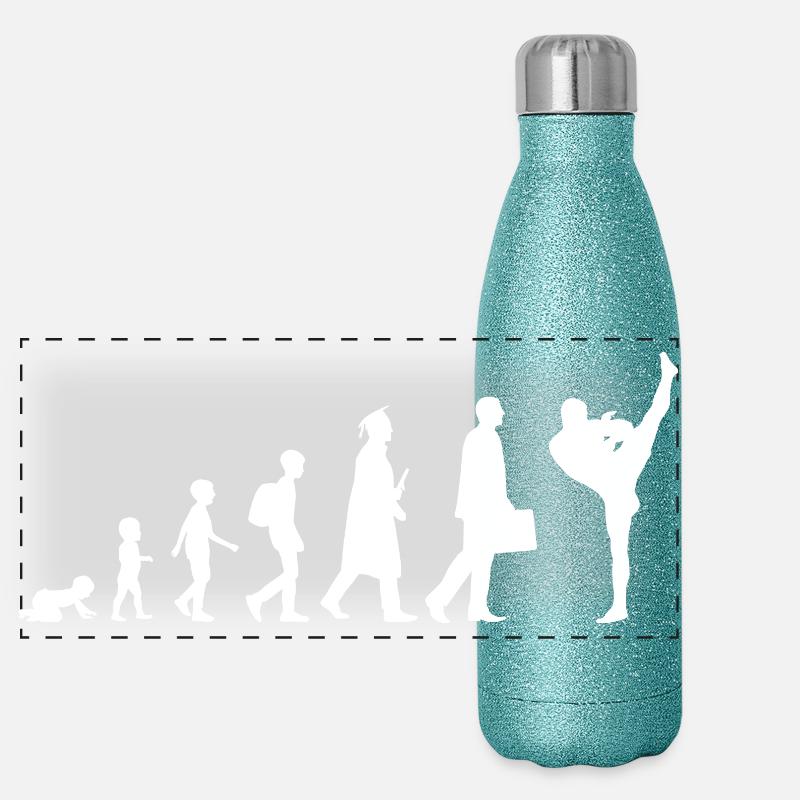Entwicklung des Kickboxens Panorama Glitzer Isolierflasche 500 ml