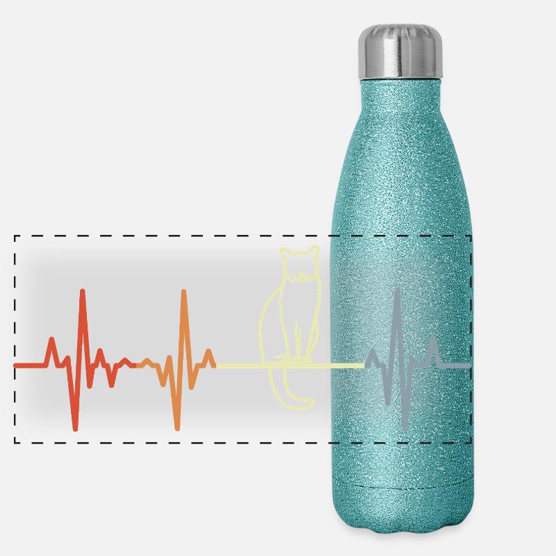 Cardiogramme pour chat Gourde isotherme panoramique pailletée 500 ml