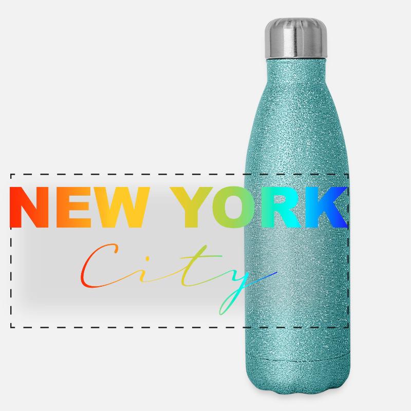 New York City Rainbow Panorama Glitzer Isolierflasche 500 ml