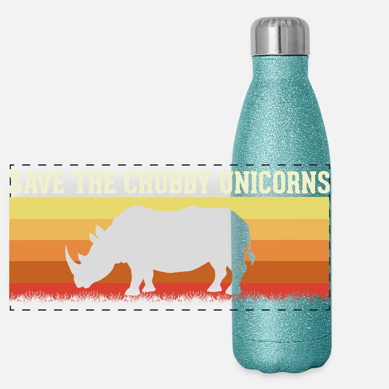 Save the Chubby Unicorn animals  Panorama Glitzer Isolierflasche 500 ml