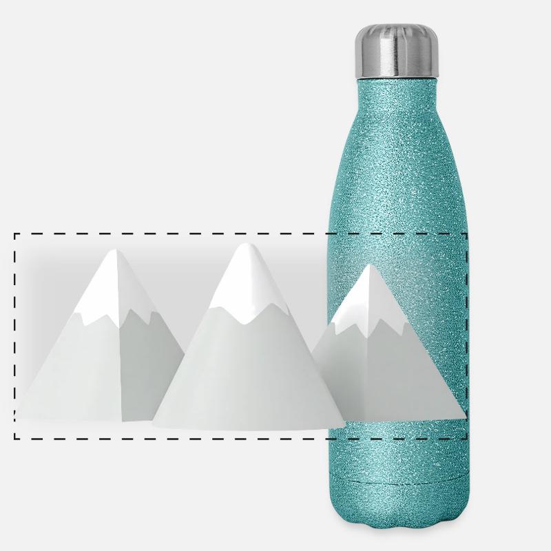 Montagnes enneigées minimalistes en 3D Gourde isotherme panoramique pailletée 500 ml