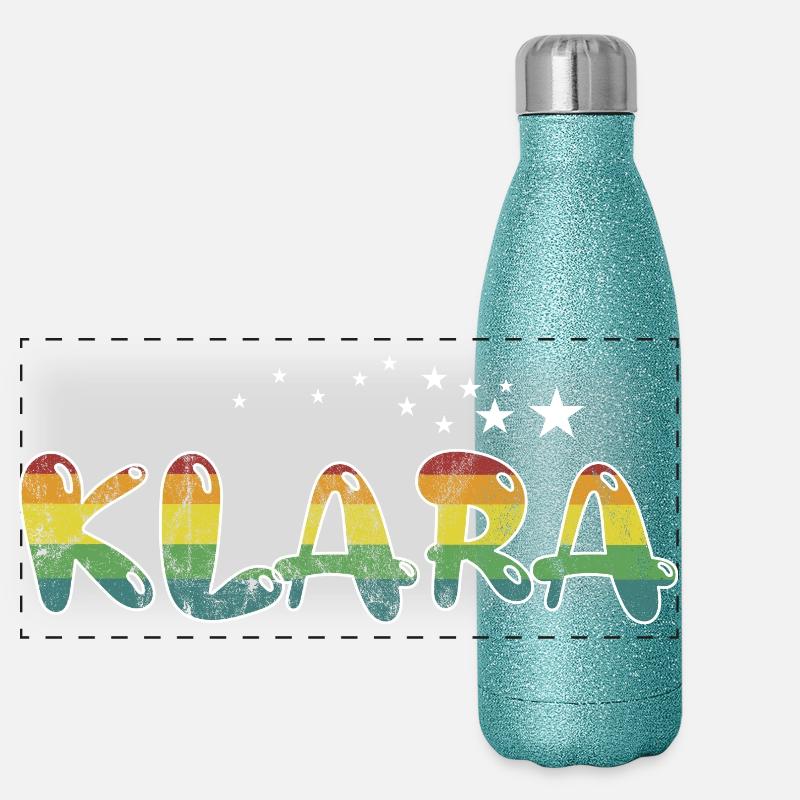 Vorname Klara Mädchenname Namensgeschenk bunt Panorama Glitzer Isolierflasche 500 ml