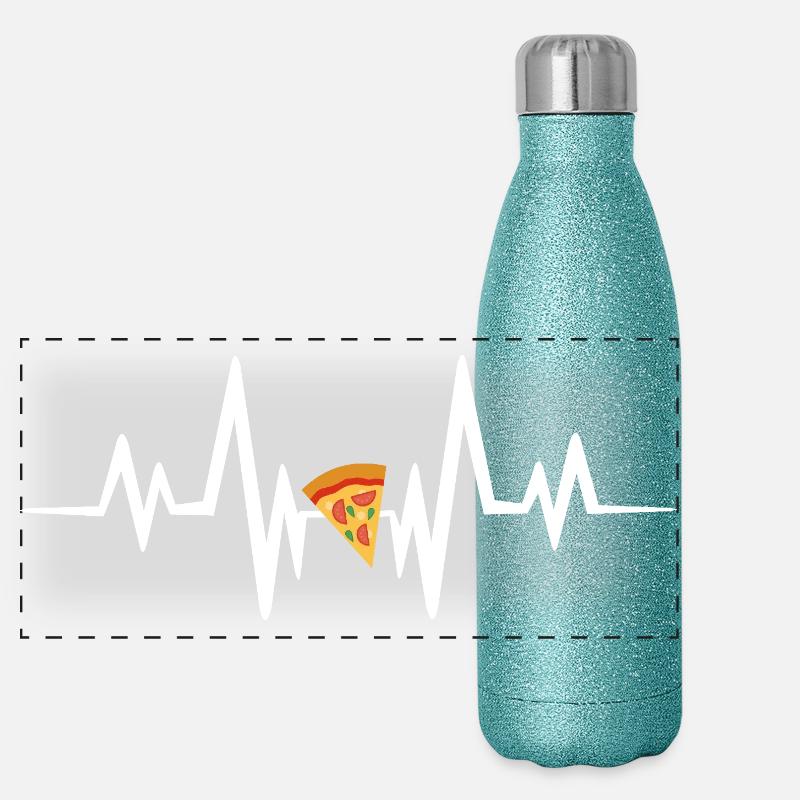 Battement de cœur de la pizza Gourde isotherme panoramique pailletée 500 ml