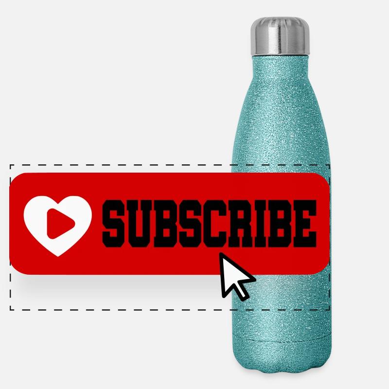 fabuleuse chaîne YouTube Icône du bouton d’abonnement Gourde isotherme panoramique pailletée 500 ml
