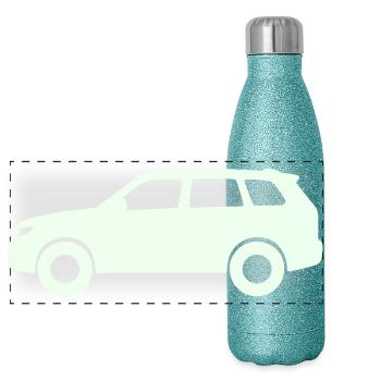 Pastel Car Silhouette - Panoramic Glitter Thermal Bottle 500 ml - blue glitter - Front