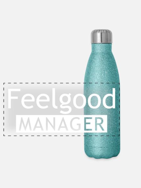 Feelgood Manager Tshirt - Panorama Glitzer Isolierflasche 500 ml - Blau Glitzer