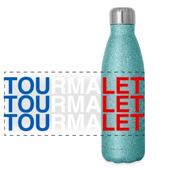 TOURMALET France Drapeau Français - Gourde isotherme panoramique pailletée 500 ml - paillettes bleues - Devant