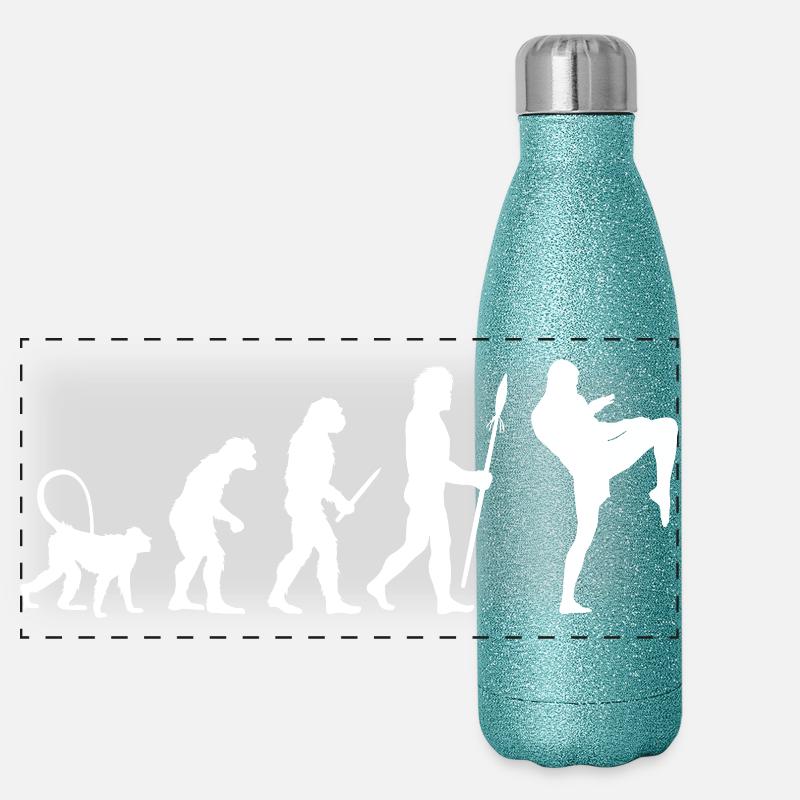 Entwicklung eines Kickboxers Panorama Glitzer Isolierflasche 500 ml