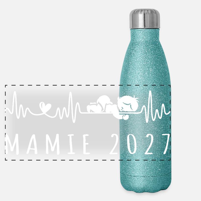 Future Mamie 2027 - Bientôt Maman Panorama Glitzer Isolierflasche 500 ml