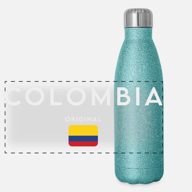 Drapeau de la Colombie, fierté colombienne Gourde isotherme panoramique pailletée 500 ml