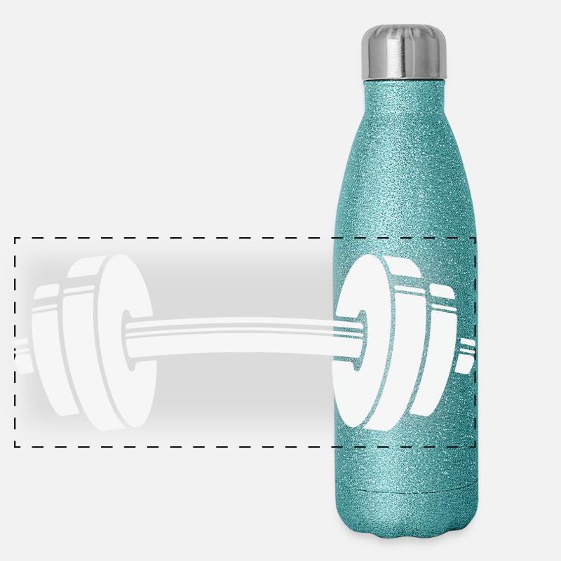 Hantel Symbol Panorama Glitzer Isolierflasche 500 ml