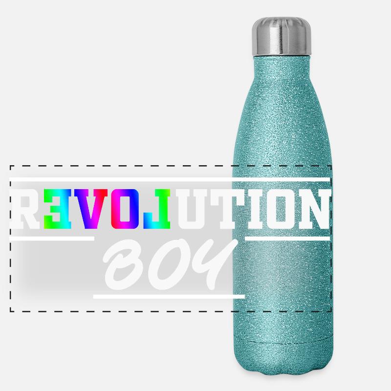 Revolution Boy Rainbow Pride Text Graphic Panorama Glitzer Isolierflasche 500 ml