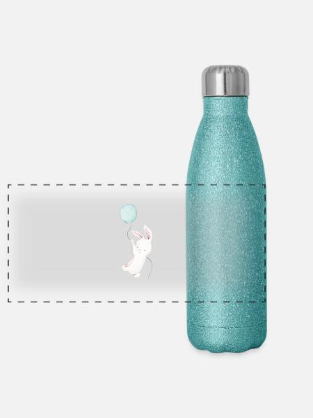 Hase - Panorama Glitzer Isolierflasche 500 ml - Blau Glitzer - Vorne