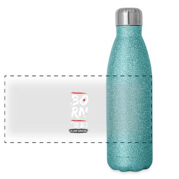 né pour être un linedancer - Gourde isotherme panoramique pailletée 500 ml - paillettes bleues - Devant