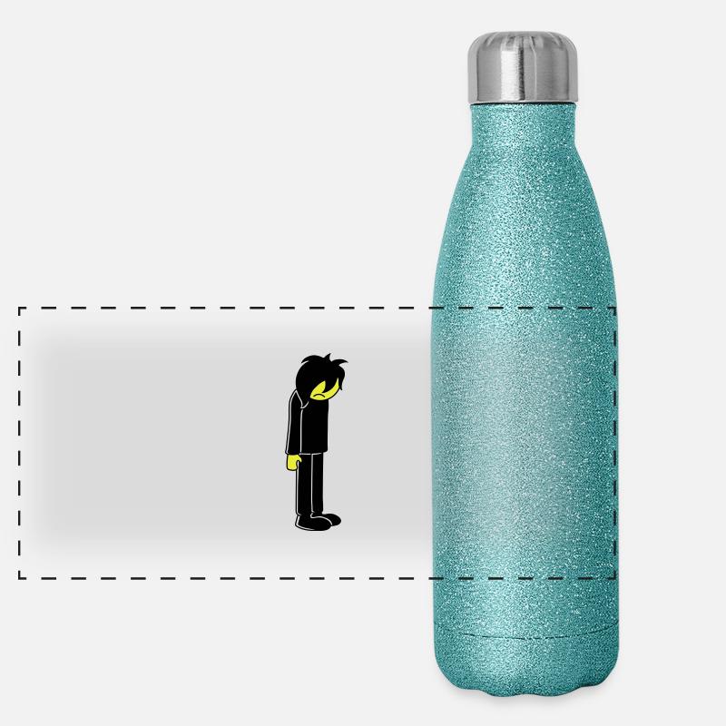 Trauriger Unglücklicher Emo Lange Schwarze Haare Panorama Glitzer Isolierflasche 500 ml