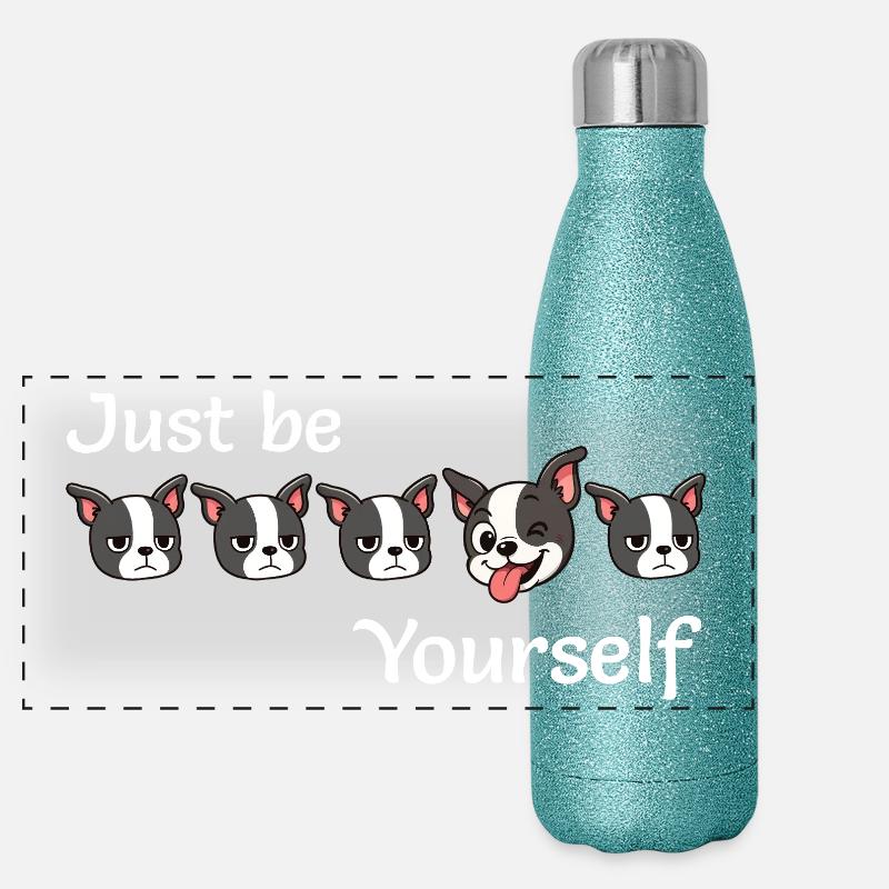 Boston - Just be - Yourself - White Text Panoramic Glitter Thermal Bottle 500 ml
