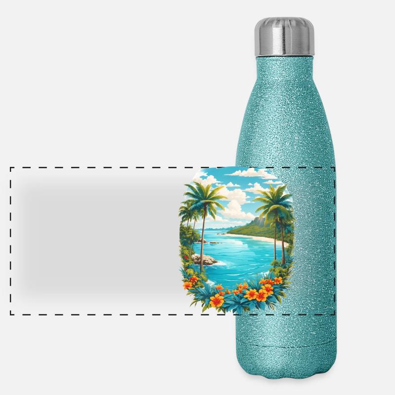 Île des Caraïbes Gourde isotherme panoramique pailletée 500 ml
