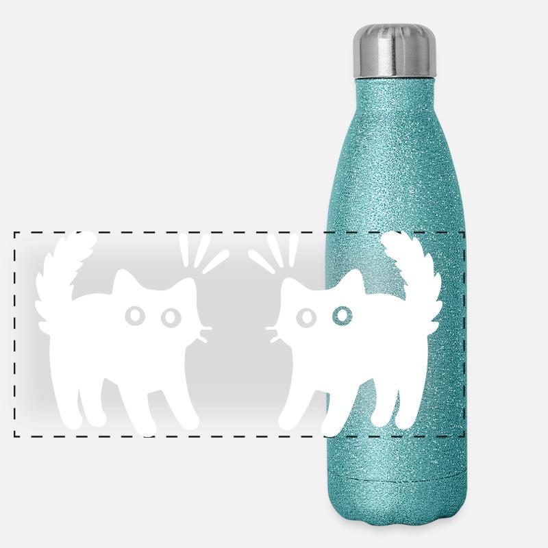Katzen Paar Panorama Glitzer Isolierflasche 500 ml