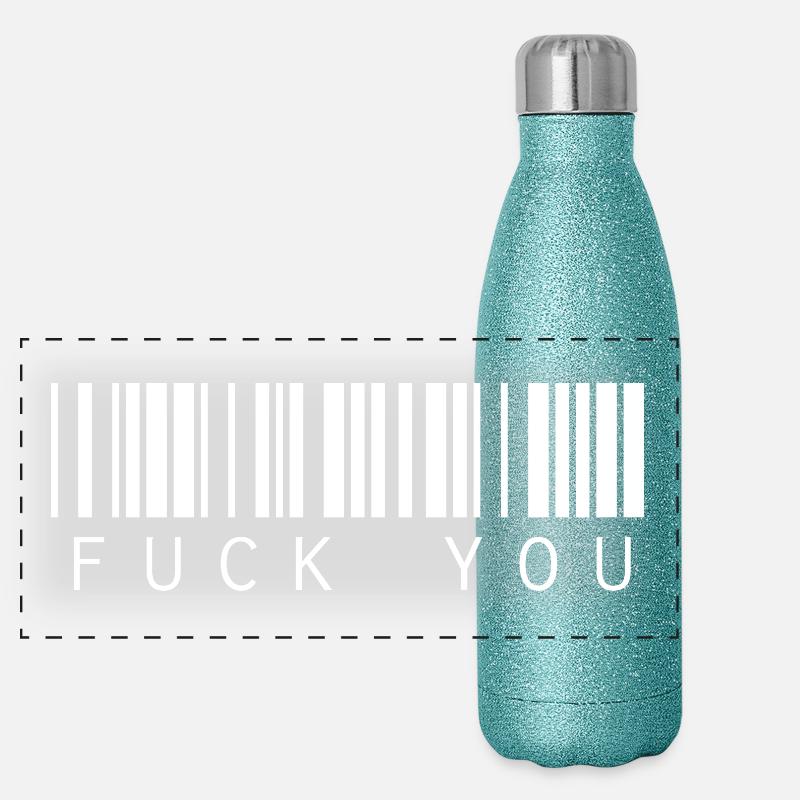 Fuck You Fuck Off Code à barres Barcode Cool Quote Gourde isotherme panoramique pailletée 500 ml