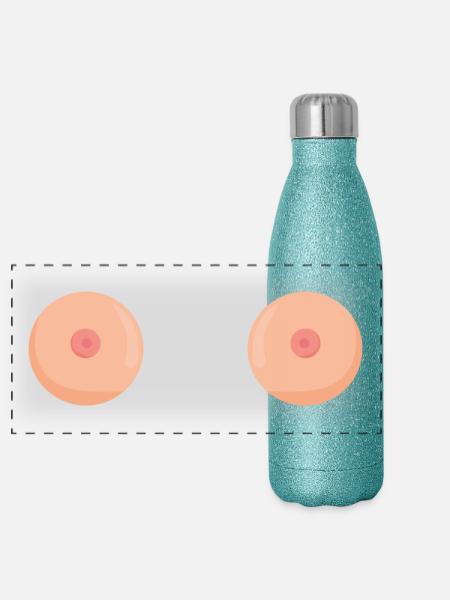 boobs - Panorama Glitzer Isolierflasche 500 ml - Blau Glitzer