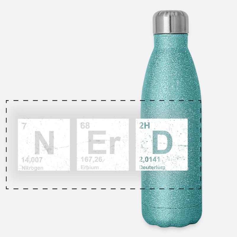 Nerd vintage Periodensystem der Elemente Panorama Glitzer Isolierflasche 500 ml