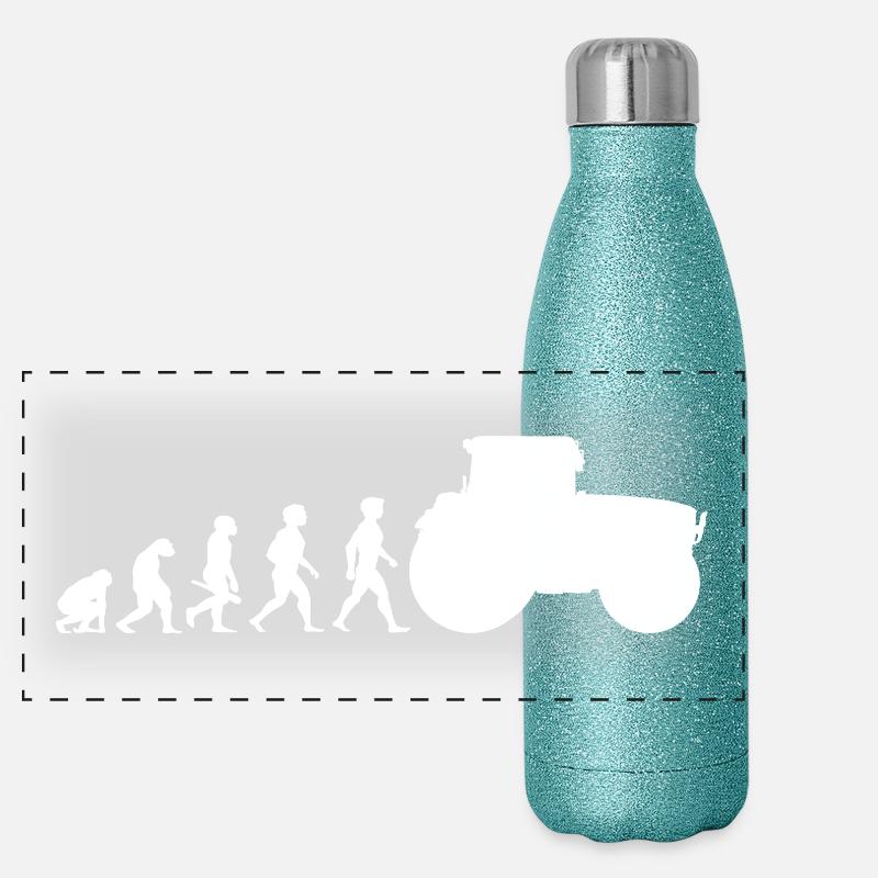Evolution tractor tractor tractors - Panoramic Glitter Thermal Bottle 500 ml - blue glitter