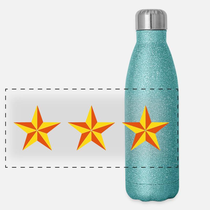 3 Sterne in 3D - Vorlage, Symbol Panorama Glitzer Isolierflasche 500 ml