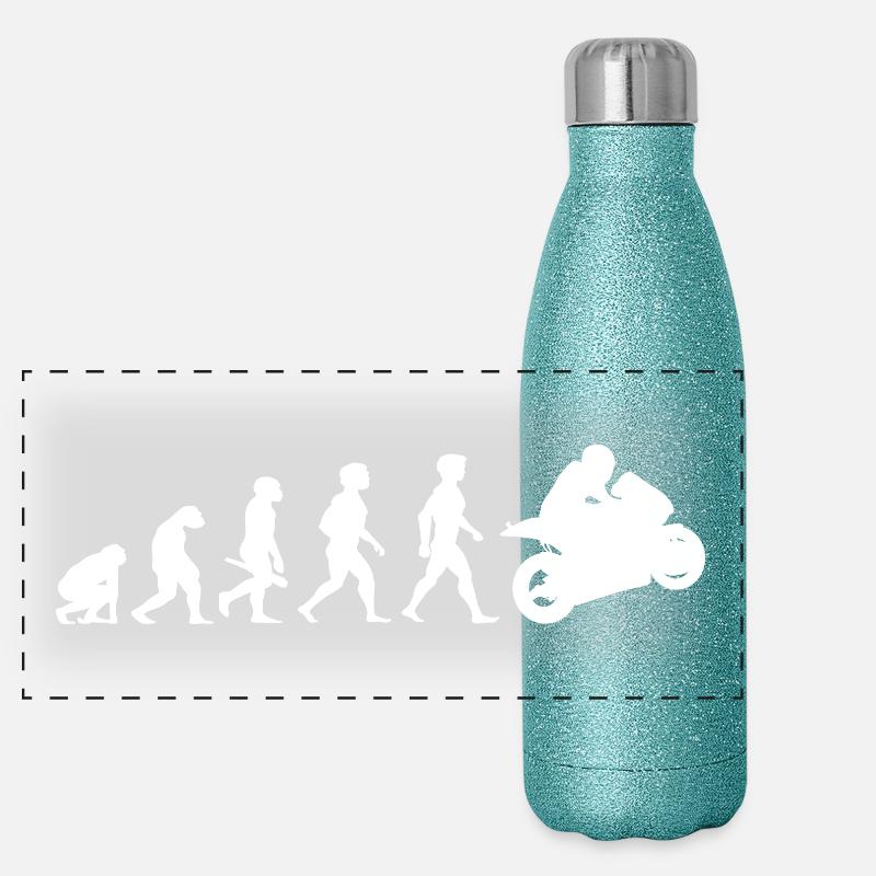Evolution Superbikes Motorrad Biker Rennsport Panorama Glitzer Isolierflasche 500 ml