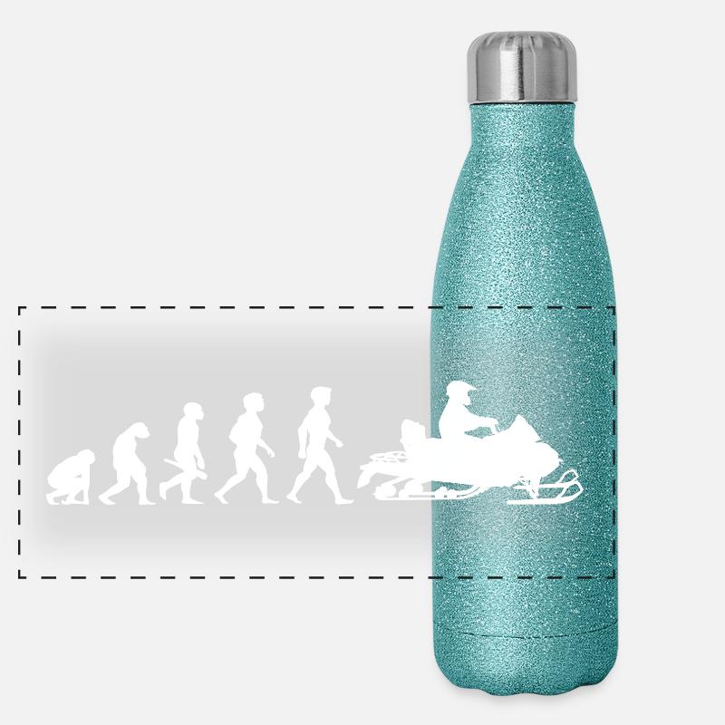 Evolution Schneemobil Motorschlitten Winter Panorama Glitzer Isolierflasche 500 ml