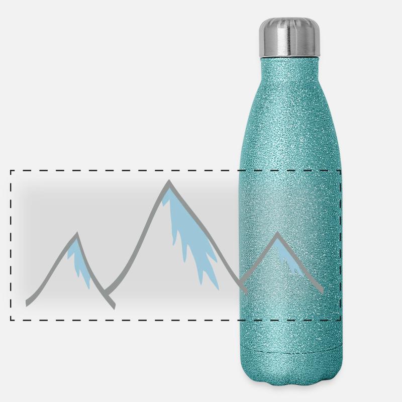 Berge mit Schneekuppe Panorama Glitzer Isolierflasche 500 ml