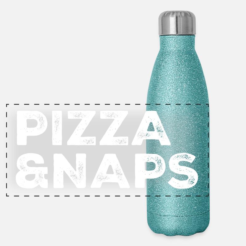 Pizza and Naps funny funny Christmas gift Panoramic Glitter Thermal Bottle 500 ml