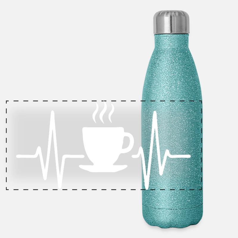 Broken Heart Coffee Cup Minimalist Line Design Panoramic Glitter Thermal Bottle 500 ml