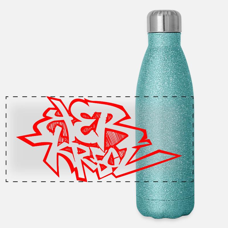 Graffiti 974 Ker Kreol - Rot Panorama Glitzer Isolierflasche 500 ml