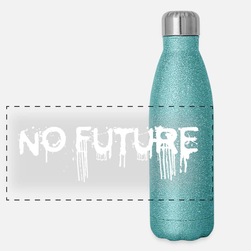 NO FUTURE (weiß) Panorama Glitzer Isolierflasche 500 ml