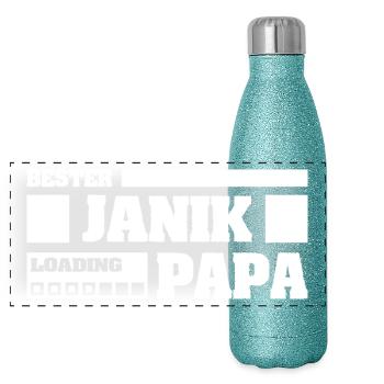 Janik comme prénom - Gourde isotherme panoramique pailletée 500 ml - paillettes bleues - Devant