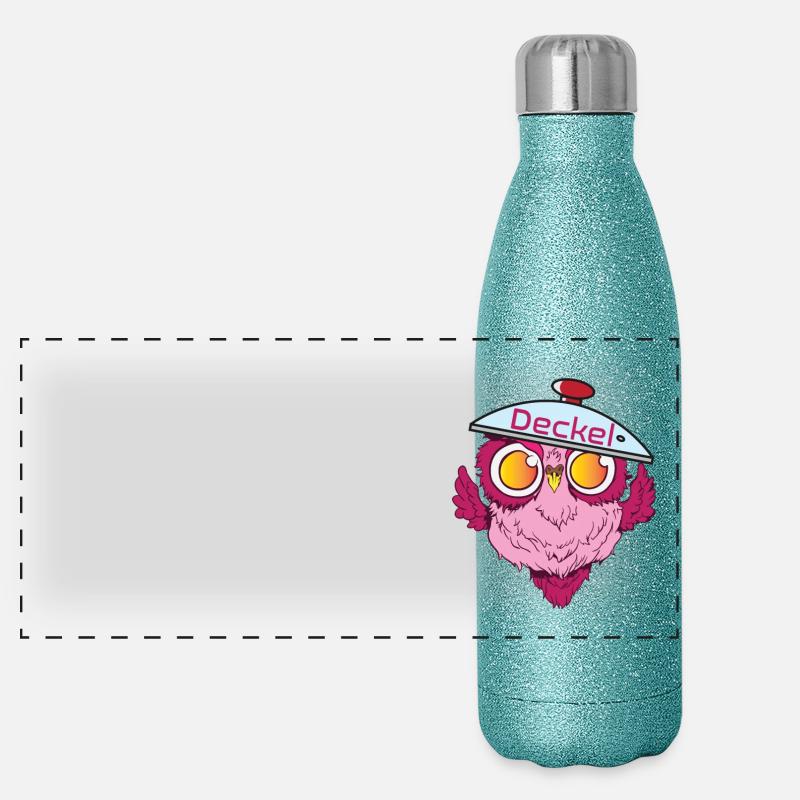Chouette en couple avec couvercle et sans pot Gourde isotherme panoramique pailletée 500 ml