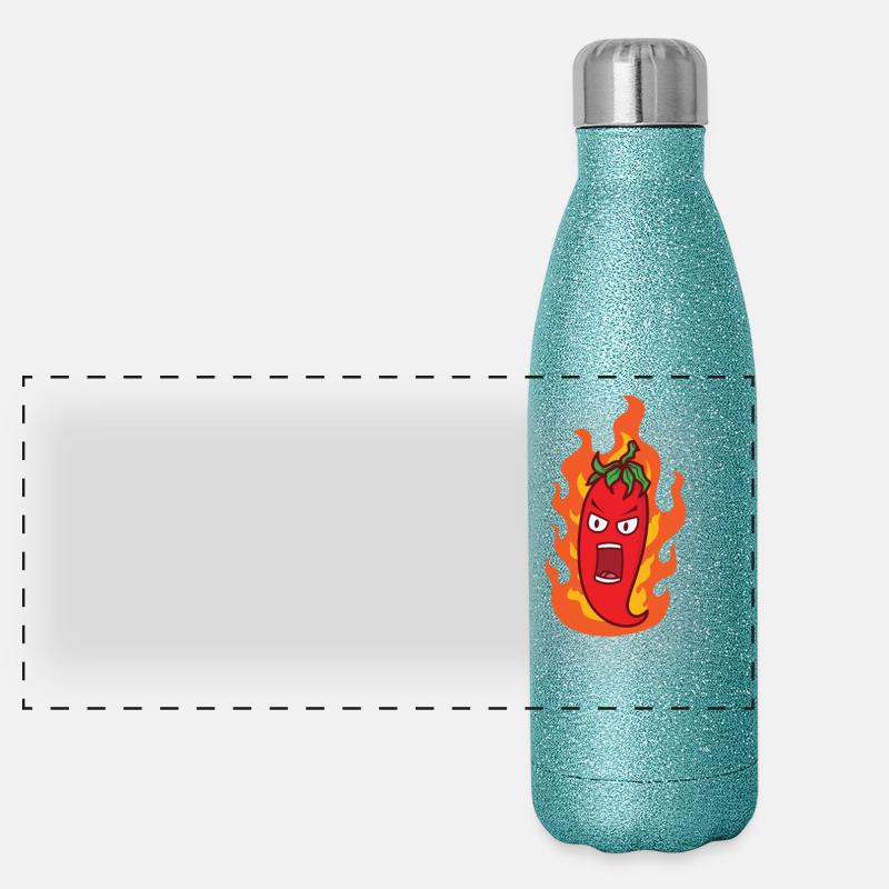 Épicé piquant piment chaud comme le feu Gourde isotherme panoramique pailletée 500 ml