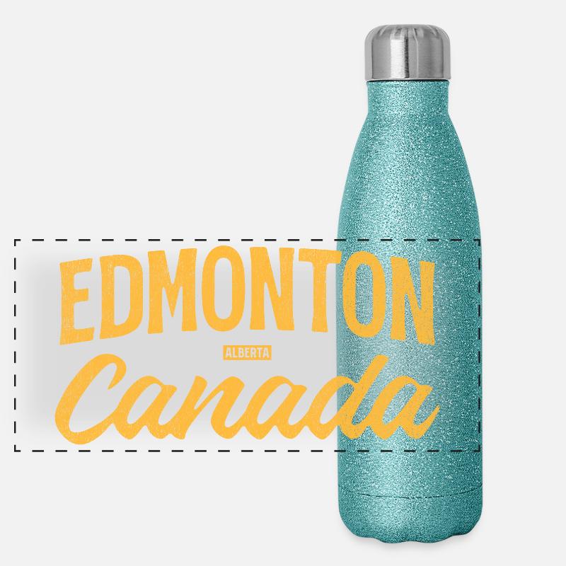 Edmonton Alberta Canada – Retro Lettering Panoramic Glitter Thermal Bottle 500 ml