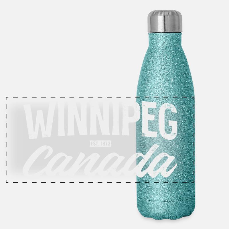 Winnipeg Canada Lettrage vintage Gourde isotherme panoramique pailletée 500 ml