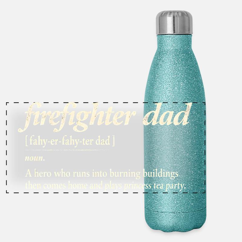 Firefighter Dad Dad Firefighter Hero Humor Panoramic Glitter Thermal Bottle 500 ml