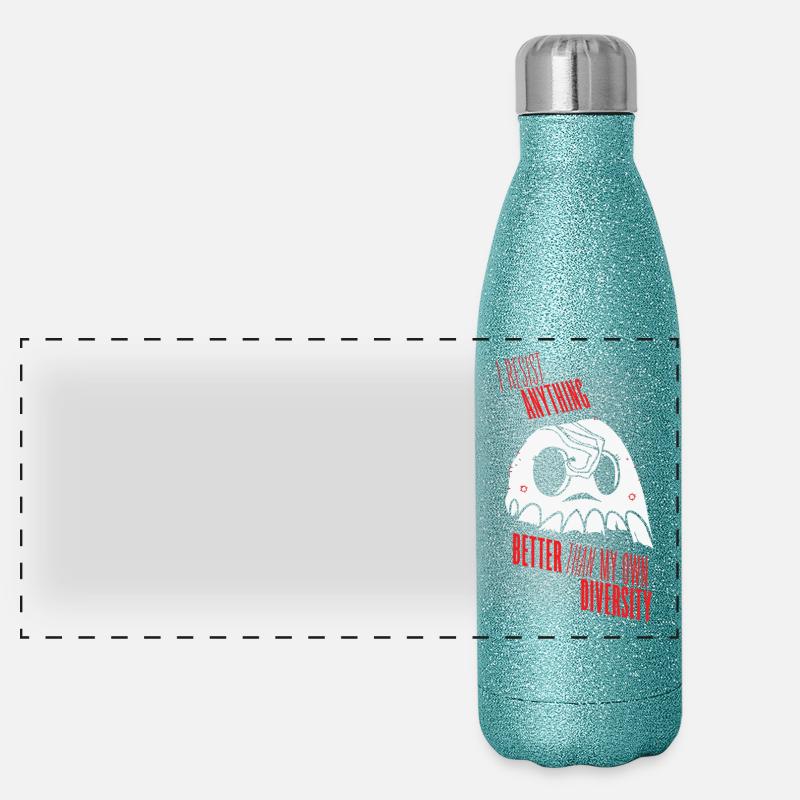 Diversity (red) - Panoramic Glitter Thermal Bottle 500 ml - blue glitter