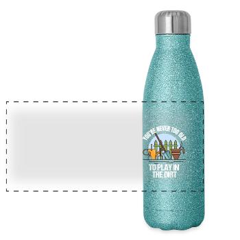Garten Gärtner Gärtnerin Hochbeet Blumen Pflanzen - Panorama Glitzer Isolierflasche 500 ml - Blau Glitzer - Vorne