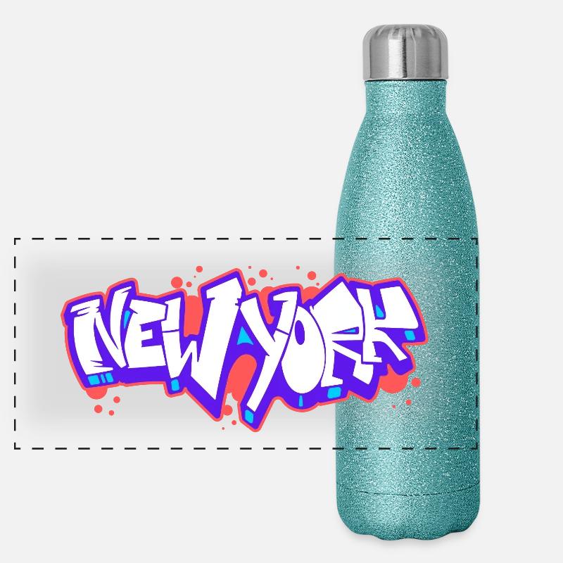 Graffiti horizontal de New York 1 Gourde isotherme panoramique pailletée 500 ml