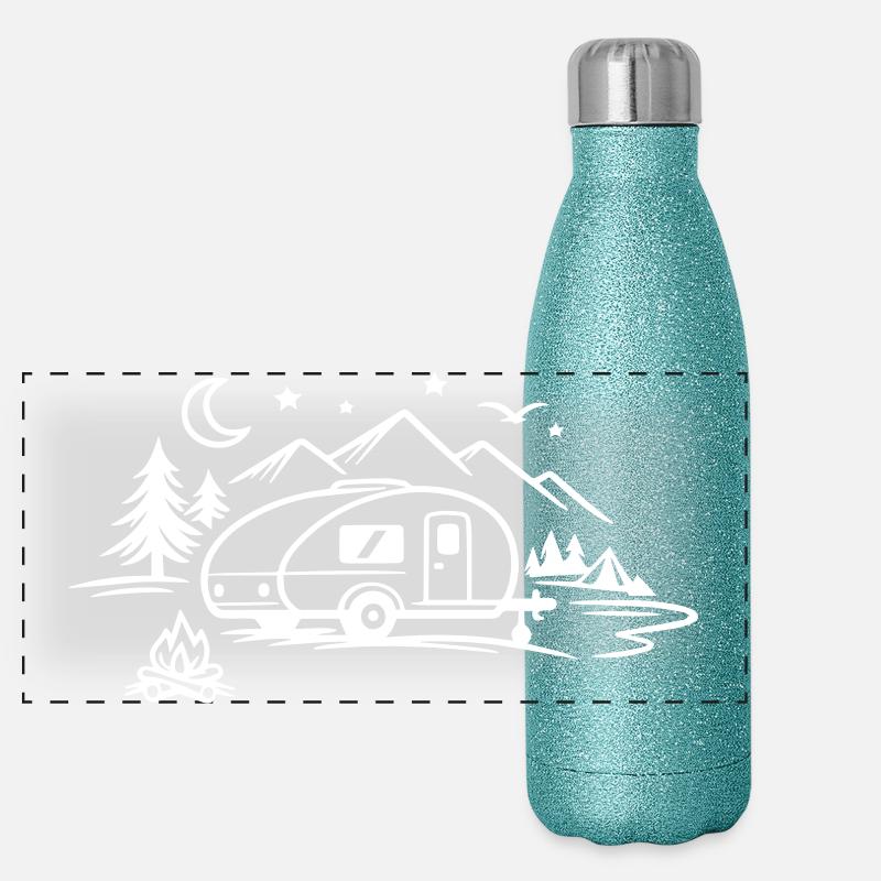 Camping Camper Panorama Glitzer Isolierflasche 500 ml