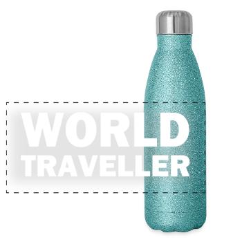 World Traveller - Panoramic Glitter Thermal Bottle 500 ml - blue glitter - Front