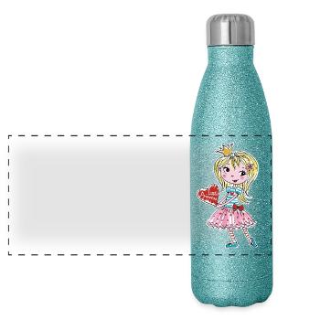 Little Princess - Panoramic Glitter Thermal Bottle 500 ml - blue glitter - Front