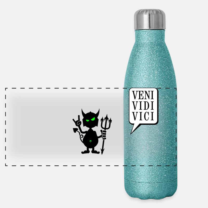 Teufel rocks / devil rocks (2c) - Panorama Glitzer Isolierflasche 500 ml - Blau Glitzer