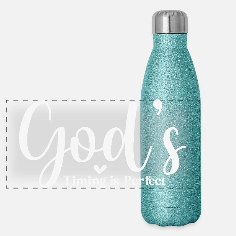 Gottes Timing ist perfekt Panorama Glitzer Isolierflasche 500 ml